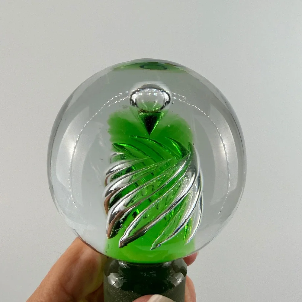 Blenko 6716 Joel Myers Olive Green Decanter Air Twist Stopper MCM